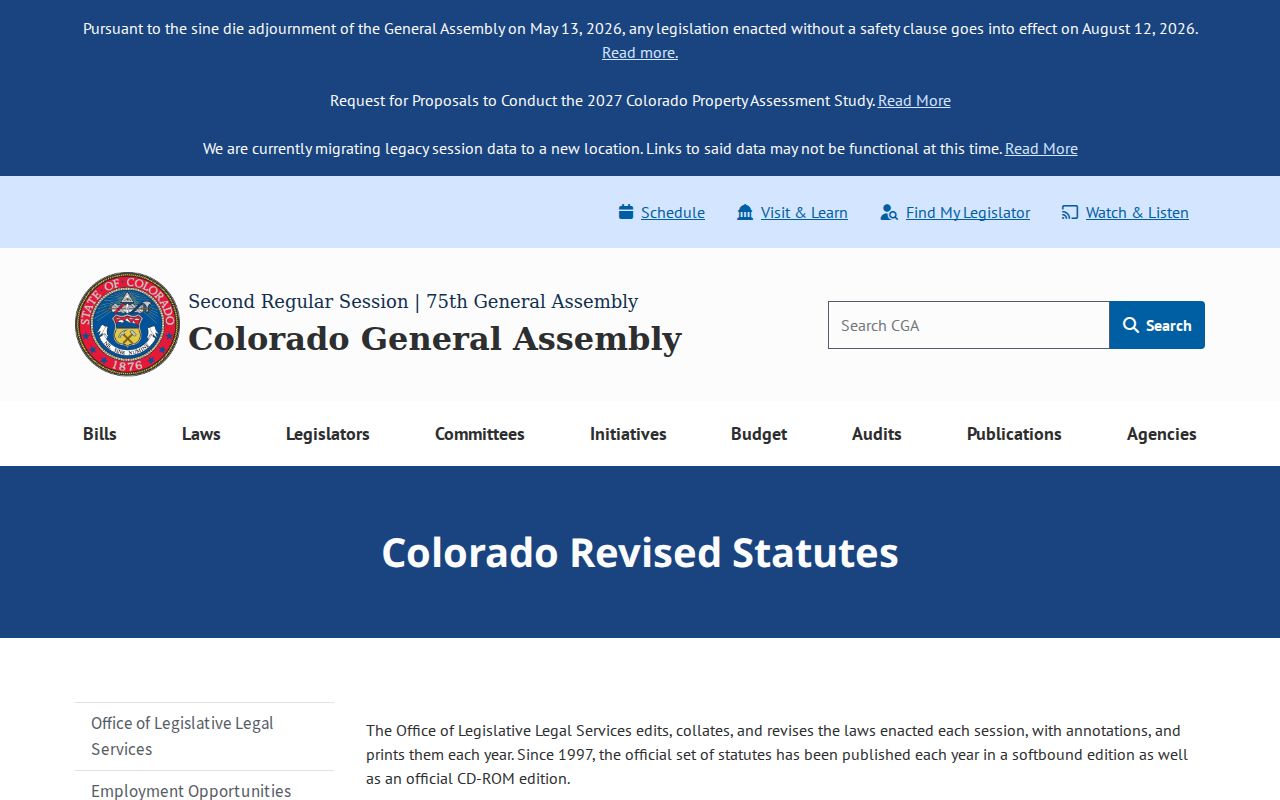 Broomfield County civil docket Colorado Revised Statutes access