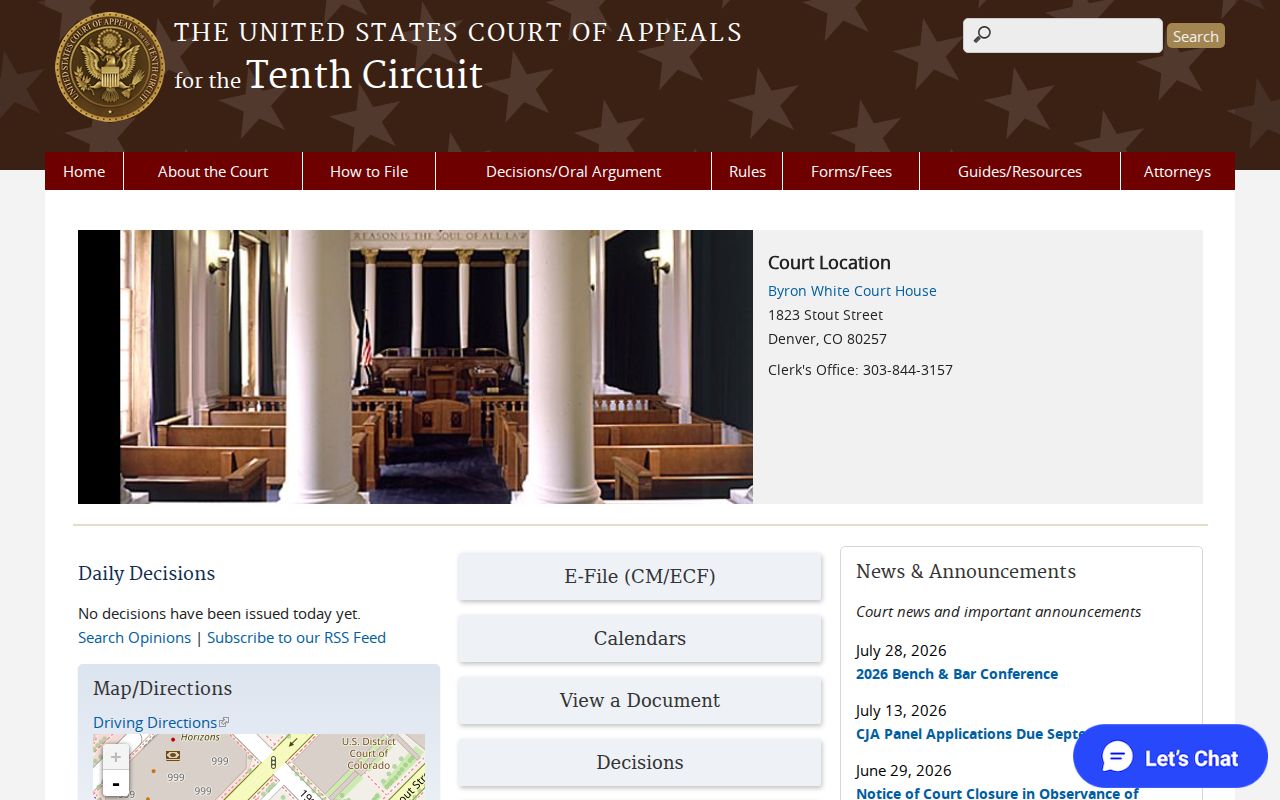 Federal appellate court docket source for Broomfield County cases