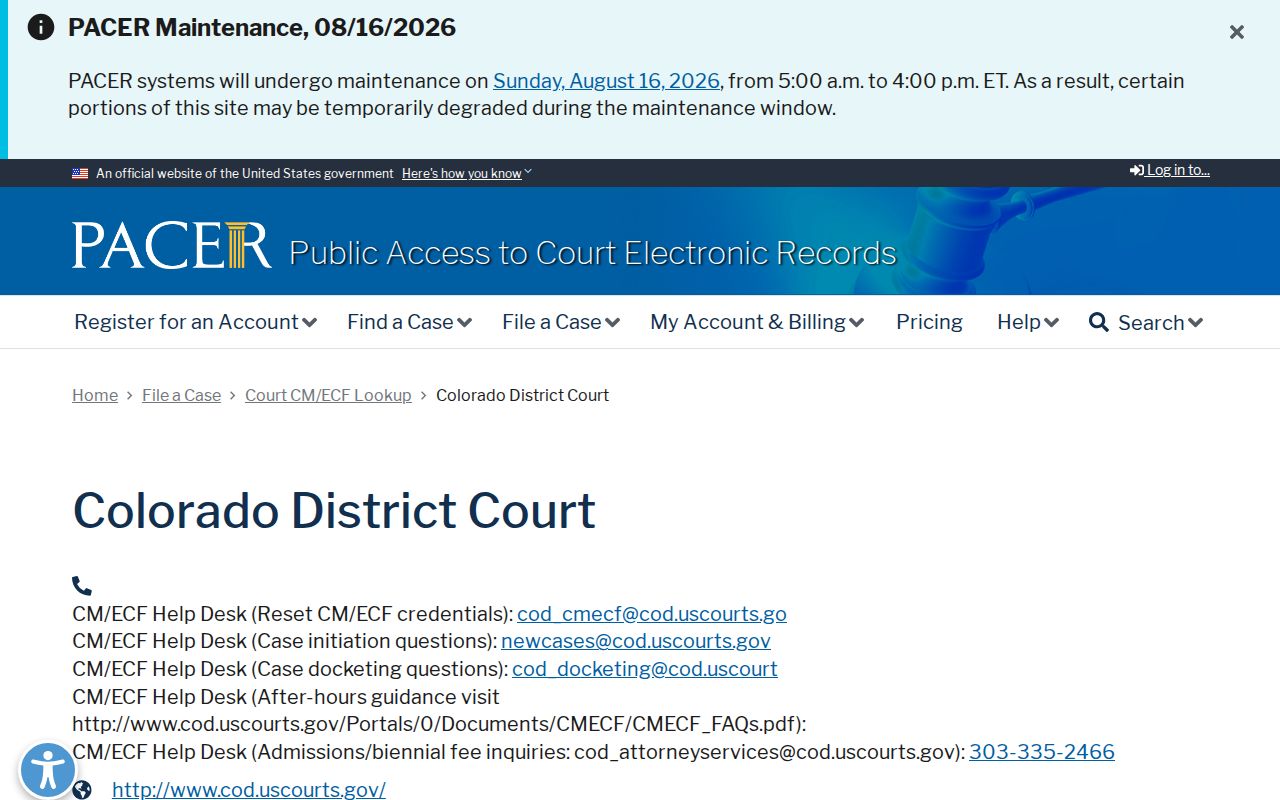 Broomfield County court record PACER Colorado locator